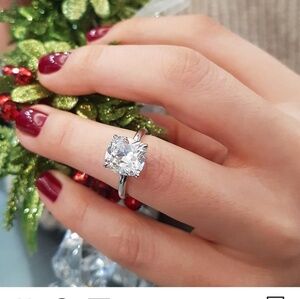 New Solid Gold Custom made 3ct Cushion cut Solitaire Engagement Ring